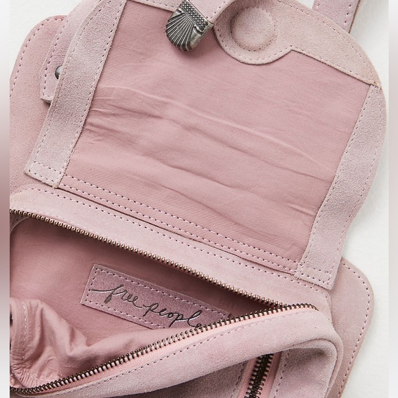Free People Pink Suede Leather Convertible  Sling Bag main image 5